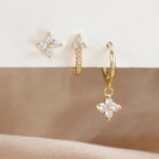 Flower Hoop Earrings Set