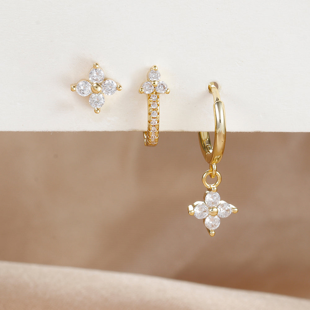 Flower Hoop Earrings Set