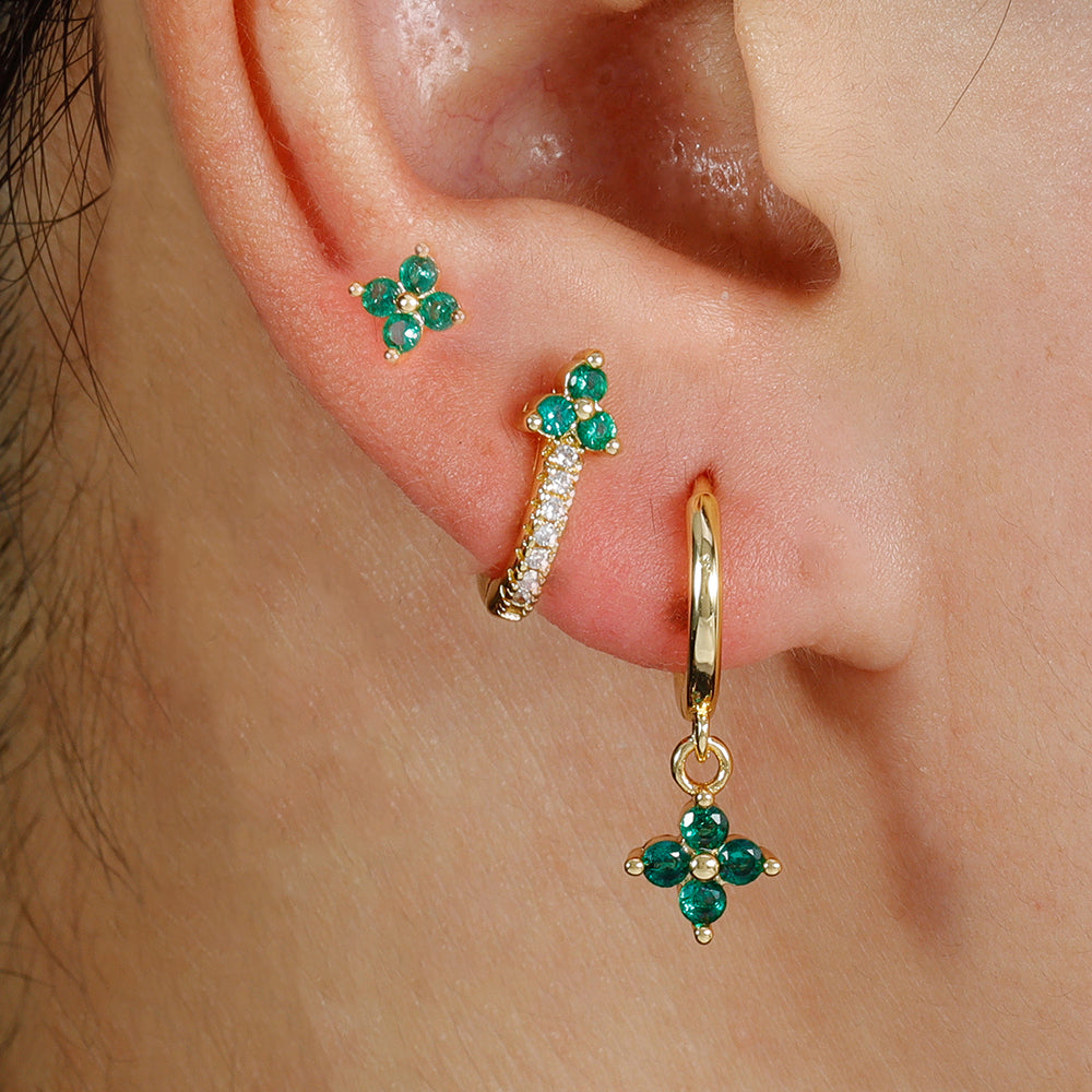 Flower Hoop Earrings Set