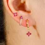 Flower Hoop Earrings Set
