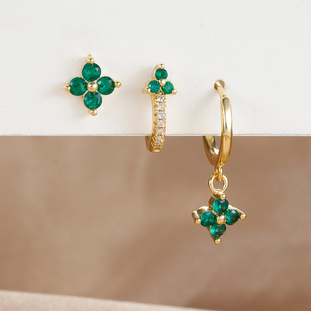 Flower Hoop Earrings Set
