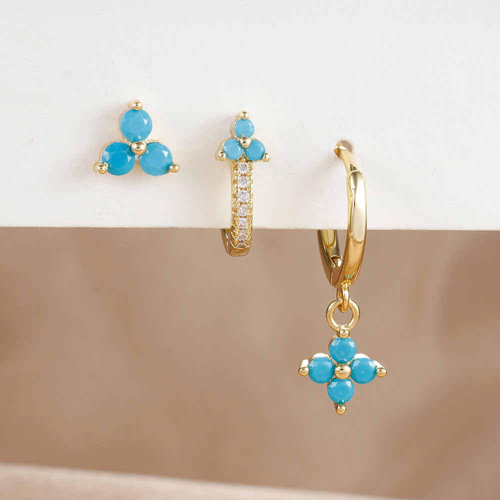 Flower Hoop Earrings Set